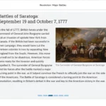 An example of course materials on major revolutionary battles.