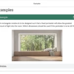 An example of course materials on the dimensions of the window.