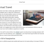 An example of course materials on virtual travel.